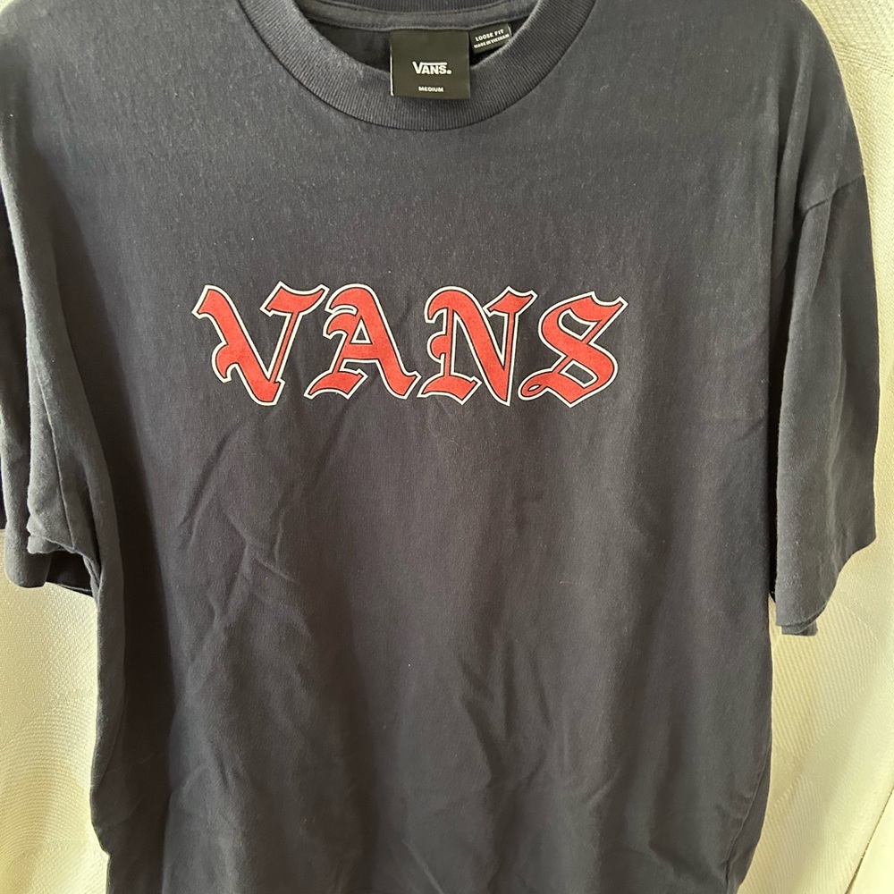 Vans Black Tee with Red Logo
